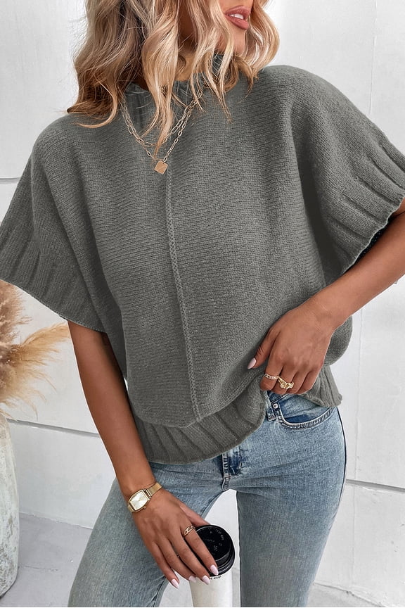 Chic Mock Neck Sweater - Batwing Cut, Cozy & Trendy!