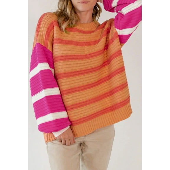 Redhotype Chic Orange Striped Sweater - Cozy Daily Fashion Staple