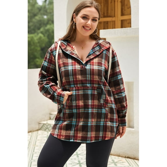 Redhotype Chic Plus Size Plaid Hoodie - Cozy Winter Must-Have