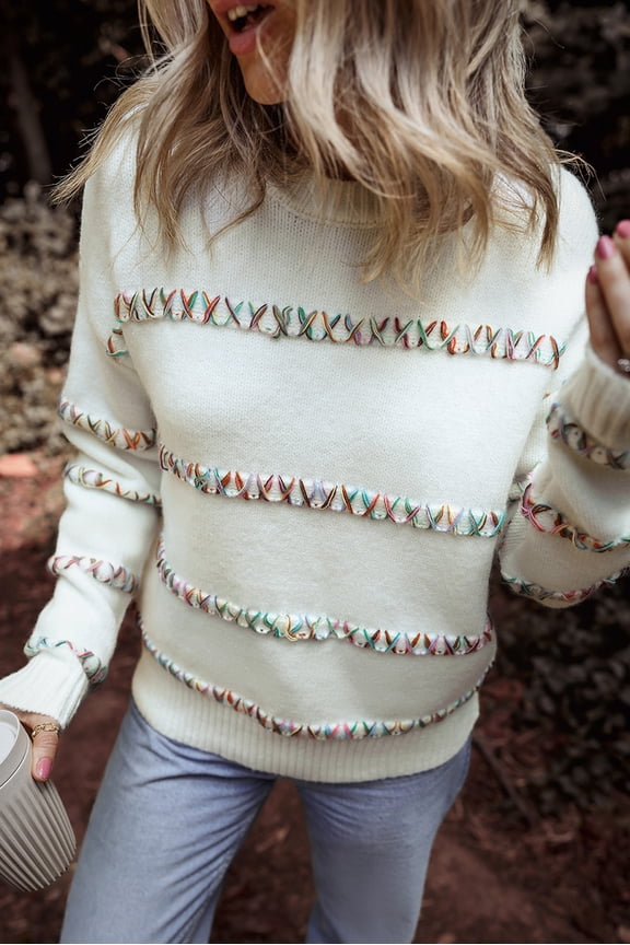 Chic Rainbow Knit Sweater - Cozy & Trendy!