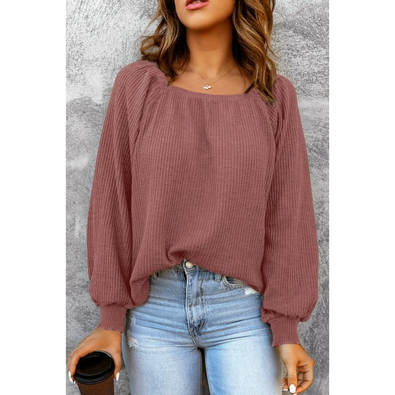 Redhotype Chic Square Neck Knit Top – Puff Sleeves & Sizes!