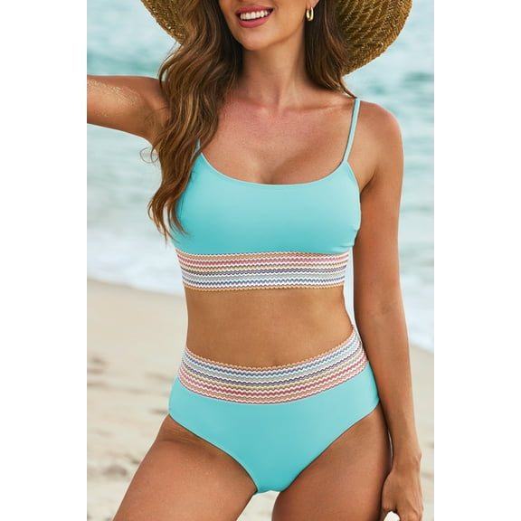Redhotype Elegant Striped Bikini Set - High-Waist, Comfort Fit Swimsuit