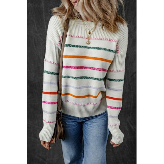 Redhotype Elegant Striped Sweater | Trendy Ribbing | Versatile & Flattering