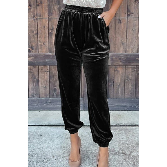 Redhotype Elegant Velvet Jogger Pants - High Waist Comfort for Every Occasion!