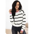 thumbnail image 1 of Redhotype Elevate Your Style with the Vibrant White Stripe Drop Shoulder Sweater, 1 of 8