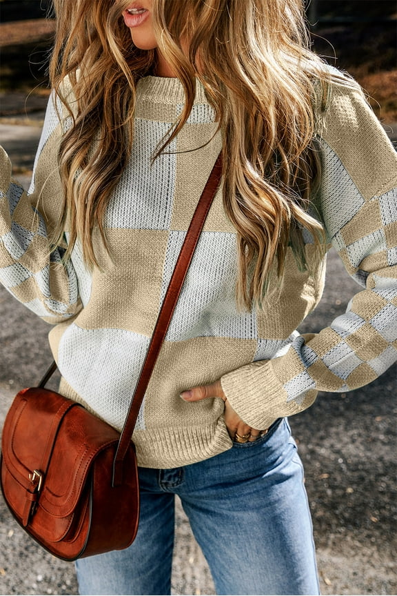Flaxen Plaid Sweater: Stylish Everyday Essential