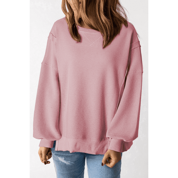 Redhotype Soft Waffle Knit Top - Oversized Bishop Sleeves, Chic Comfort!