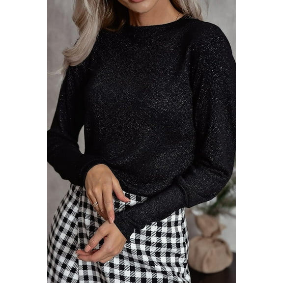 Redhotype Sparkling Long-Sleeve Top - Round Neck, Perfect for Parties!