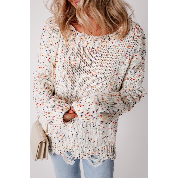 Redhotype Style Your Season with Our Trendy Distressed Knit Sweater!
