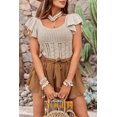 thumbnail image 1 of Redhotype Stylish Beige Knit Sweater - Short Sleeves, Versatile & Flirty!, 1 of 8