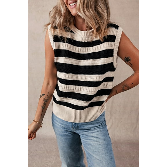 Redhotype Stylish Black Stripe Vest: Comfort Knit, Fashion Must-Have!