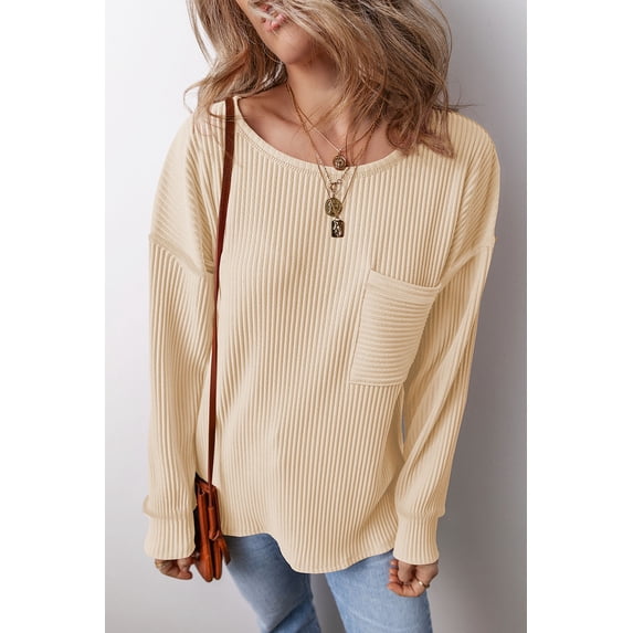 Redhotype Stylish Drop Shoulder Top - Long Sleeves, Easy Fit, Apricot!
