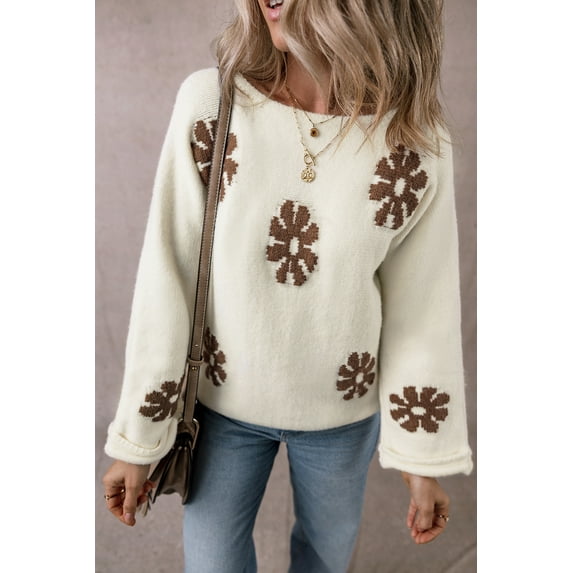 Redhotype Stylish Floral Sweater: Modern Colorblock, US S-XL