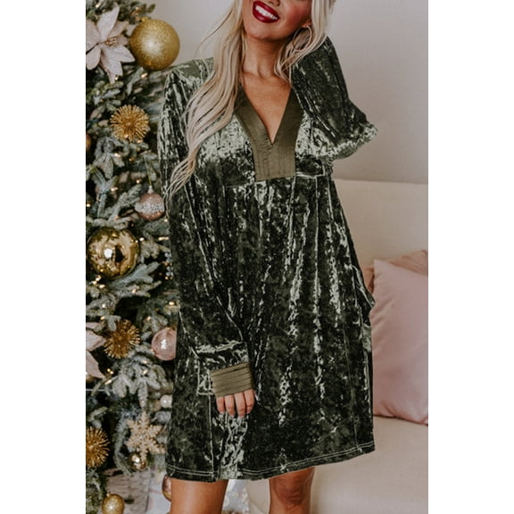 Redhotype Stylish Velvet V-Neck Dress with Pockets: Must-Have Elegance!