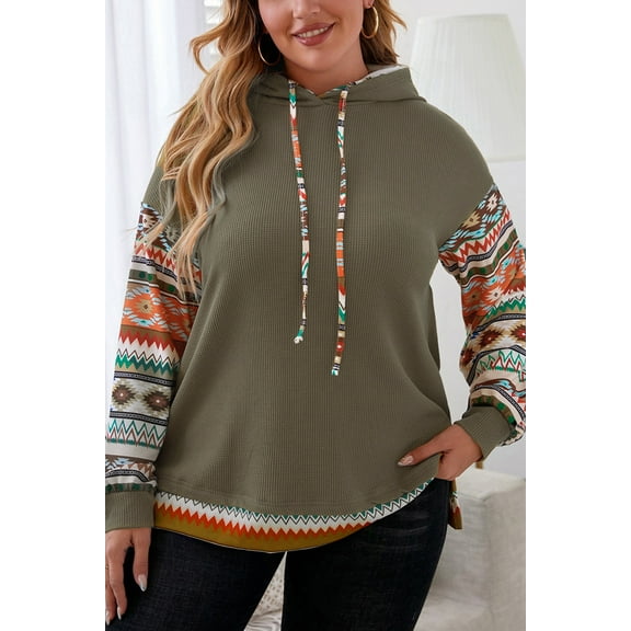 Redhotype Vibrant Aztec Hoodie - Plus Size Eco-Friendly Chic!