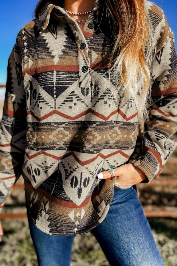 Vibrant Aztec Print – Unique Long Sleeve Western Hoodie