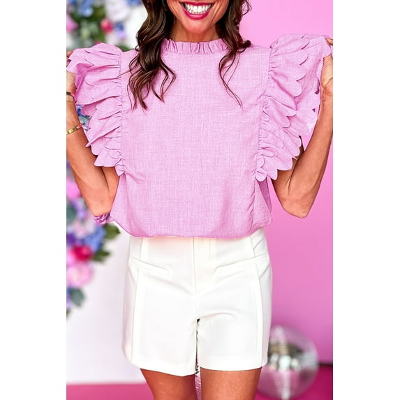 Redhotype Vibrant Pink Ruffle Sleeve Top - Charming and Versatile Fit