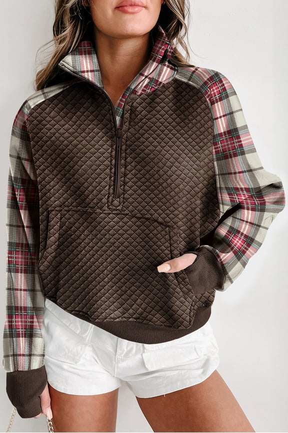 Vibrant Plaid Neck Knit - Stylish Casual Wear for Women!