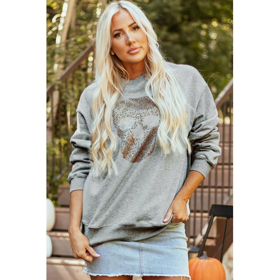 Redhotype Vogue Oversized Skull Graphic – Grey Sweatshirt, Trendsetter Fit