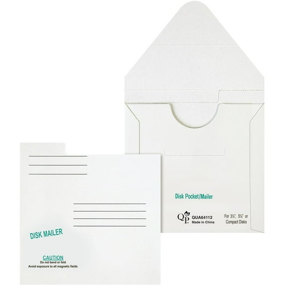 Quality Park Redi File Disk Pocket Mailer 6 x 5 7/8 Recycled White 10/Pack 64112