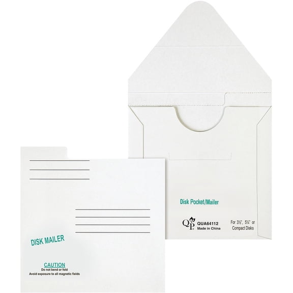 Redi-File Disk Pocket/mailer, Cd/dvd, Square Flap, Perforated Flap Closure, 6 X 5.88, White, 10/pack | Bundle of 5 Packs