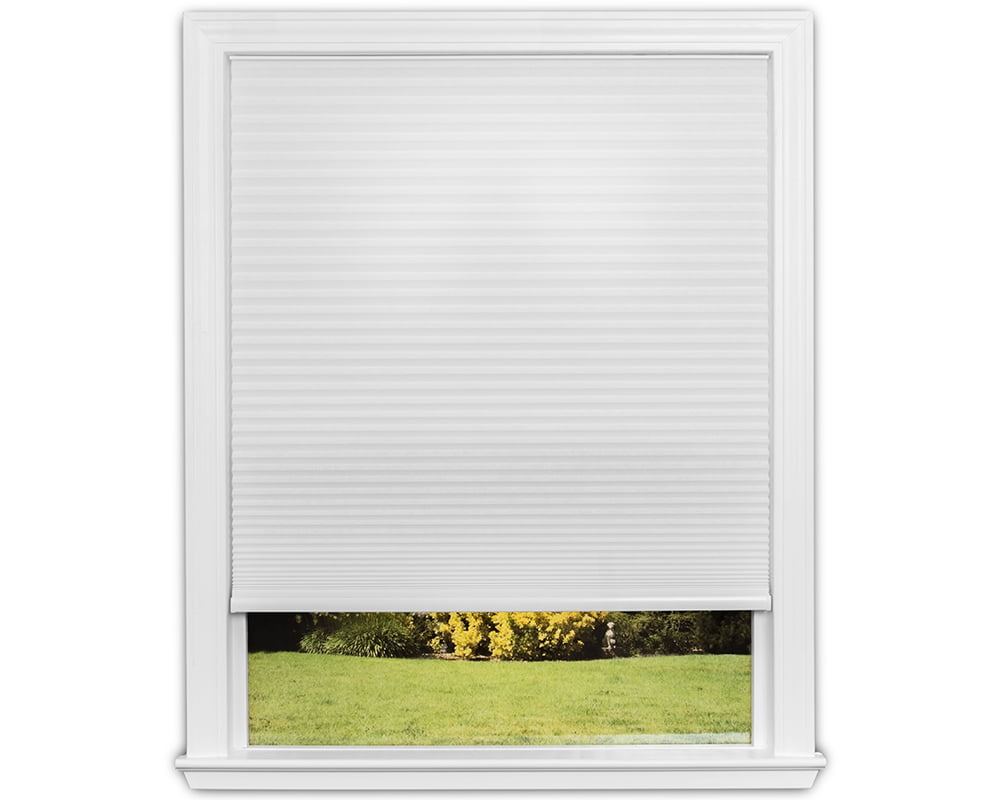 Redi Shade No Tools Easy Lift Trim-at-Home Cordless Cellular Light Filtering Fabric Shade White, 36" W x 64" L, (Fits windows 19"- 36")