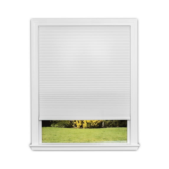 Redi Shade No Tools Easy Lift Trim-at-Home Cordless Cellular Light Filtering Fabric Shade White, 36" W x 64" L, (Fits windows 19"- 36")