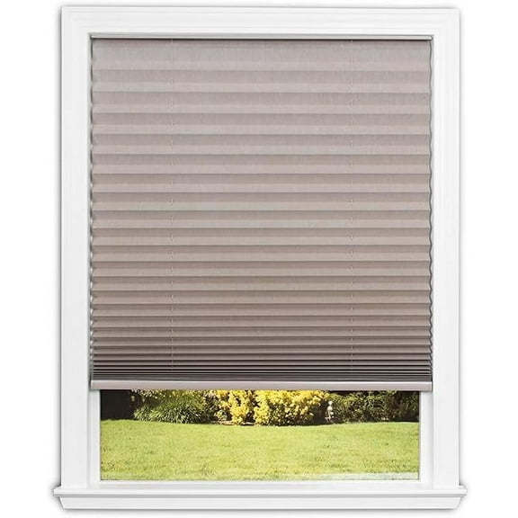 Redi Shade No Tools Easy Lift Trim-at-Home Cordless Pleated Light Blocking Fabric Shade Natural, 30" W x 64" L, (Fits windows 19" -30")