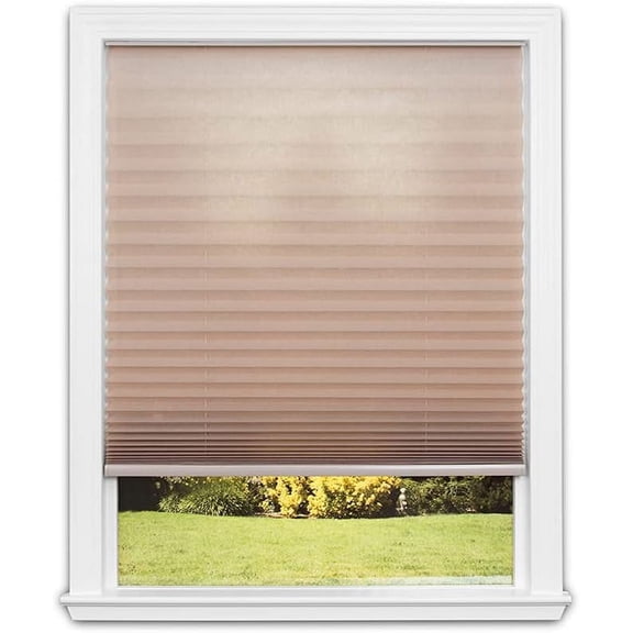 Redi Shade No Tools Trim-at-Home Easy Lift Pleated Fabric Cordless Shade, Light Filtering, Natural, 30" W x 64" L, Fits Windows 19" W to 30" W