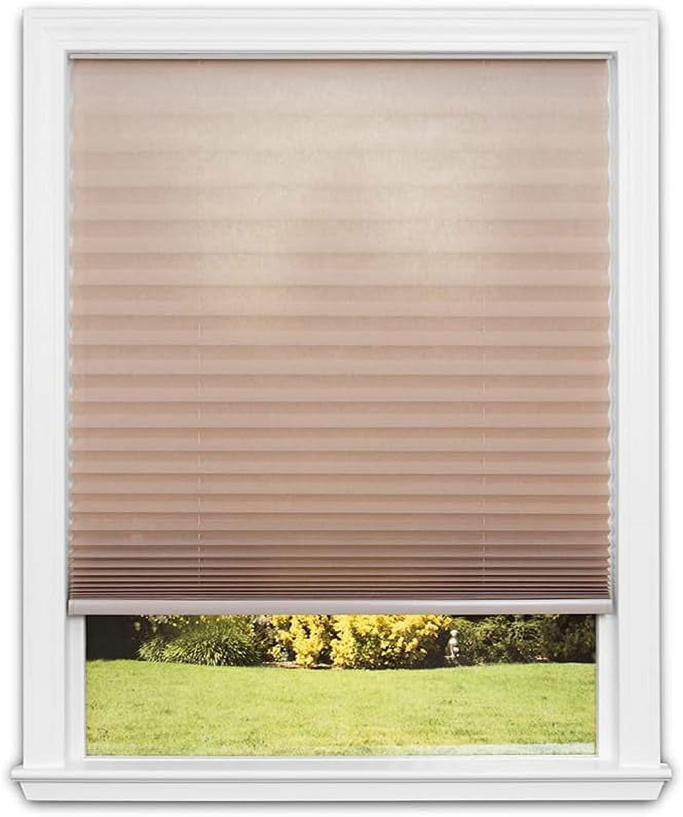 Redi Shade No Tools Trim-at-Home Easy Lift Pleated Fabric Cordless Shade, Light Filtering, Natural, 36" W x 64" L, Fits Windows 19" W to 36" W