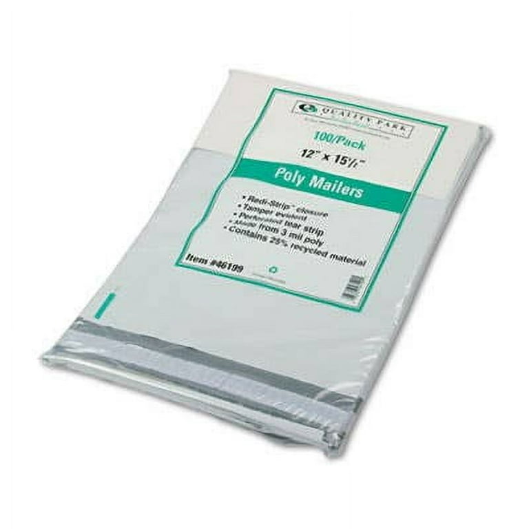 Redi-Strip Poly Mailer, #5, Square Flap with Perforated Strip, Redi-Strip Adhesive Closure, 12 x 15.5, White, 100/Pack Redi-Strip Poly Mailer, #5, Square Flap with Perforated Strip, Redi-Strip Adhesive Closure, 12 x 15.5, White, 100/Pack