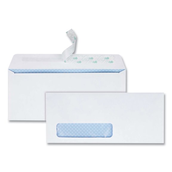 Redi-Strip Security Tinted Envelope, Address Window, #10, Commercial Flap, Redi-Strip Closure, 4.13 x 9.5, White, 500/Box | Bundle of 2 Boxes