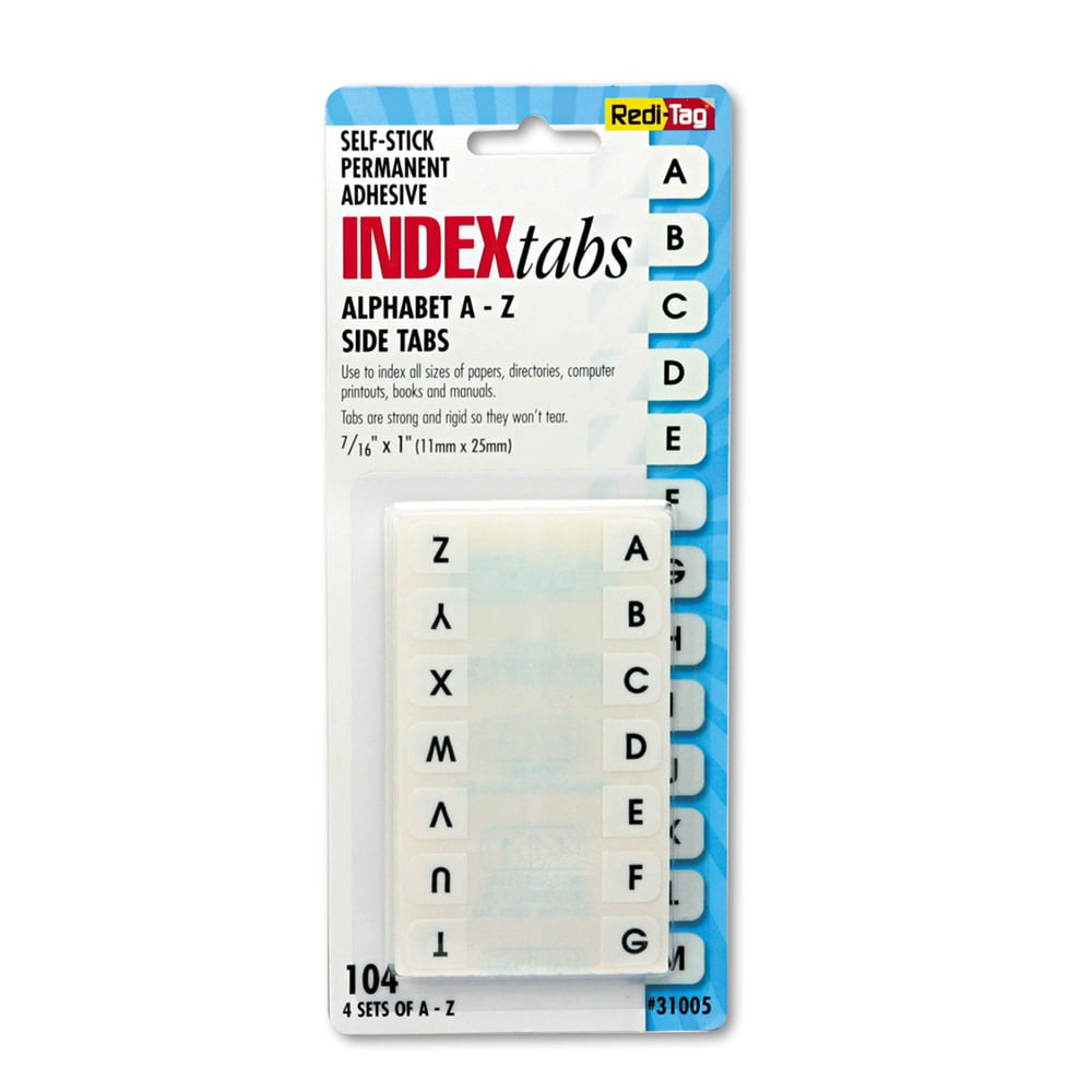 Legal Index Tabs, 1/12-Cut Tabs, A-Z, White, 0.44