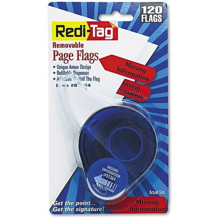Redi-Tag Arrow Message Page Flags in Dispenser, "Missing Information", Red, 120 Flags
