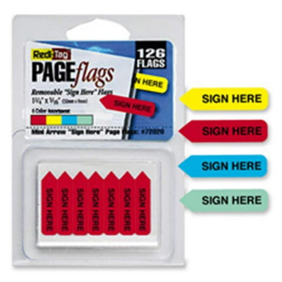 Redi-Tag Corporation Mini in.Sign Herein. Arrows- Red-Blue-Yellow-Mint