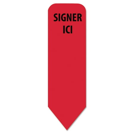 Redi-Tag French Arrow Message Page Flags in Dispenser, SIGNER ICI, Red, 120/PK - RTG81037