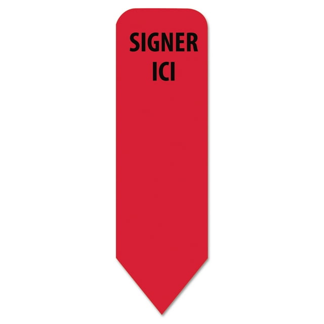 RediTag French Arrow Page Flags Roll Dispenser Refill, SIGNER ICI, Red