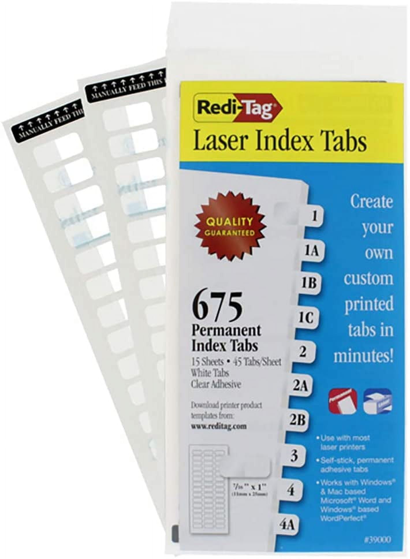 RediTag Laser Index Tabs, Divider Tabs, Permanent Adhesive Index