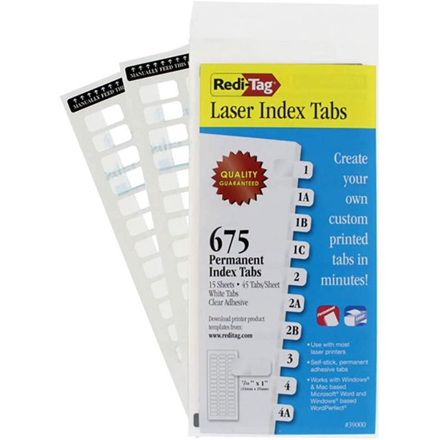 RediTag Laser Index Tabs, Divider Tabs, Permanent Adhesive Index
