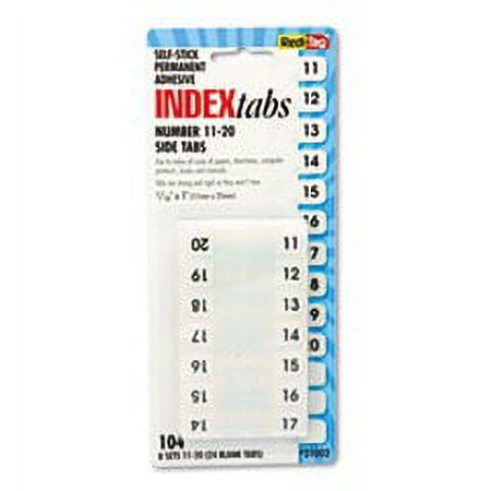 Redi-Tag Preprinted 11-20 Numbered Index Tabs - 104 per pack-3PK