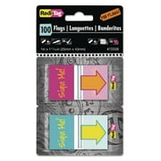 Redi-Tag, RTG72038, Self-adhesive Fab Flags, 100 / Pack, Magenta,Orange,Yellow,Teal