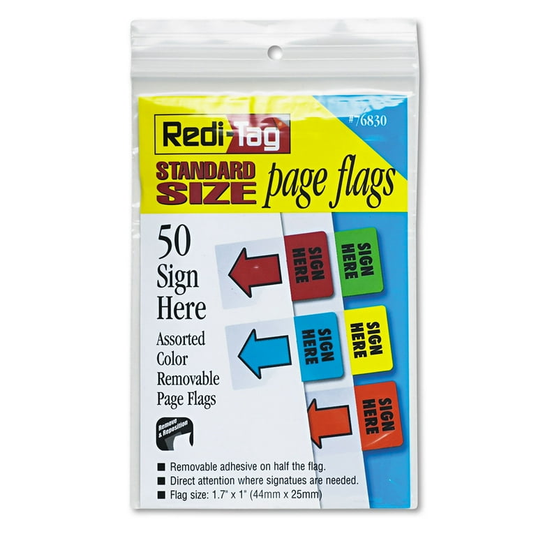 Removable Page Flags, Green/Yellow/Red/Blue/Orange, 10/Color, 50/Pack Removable Page Flags, Green/Yellow/Red/Blue/Orange, 10/Color, 50/Pack