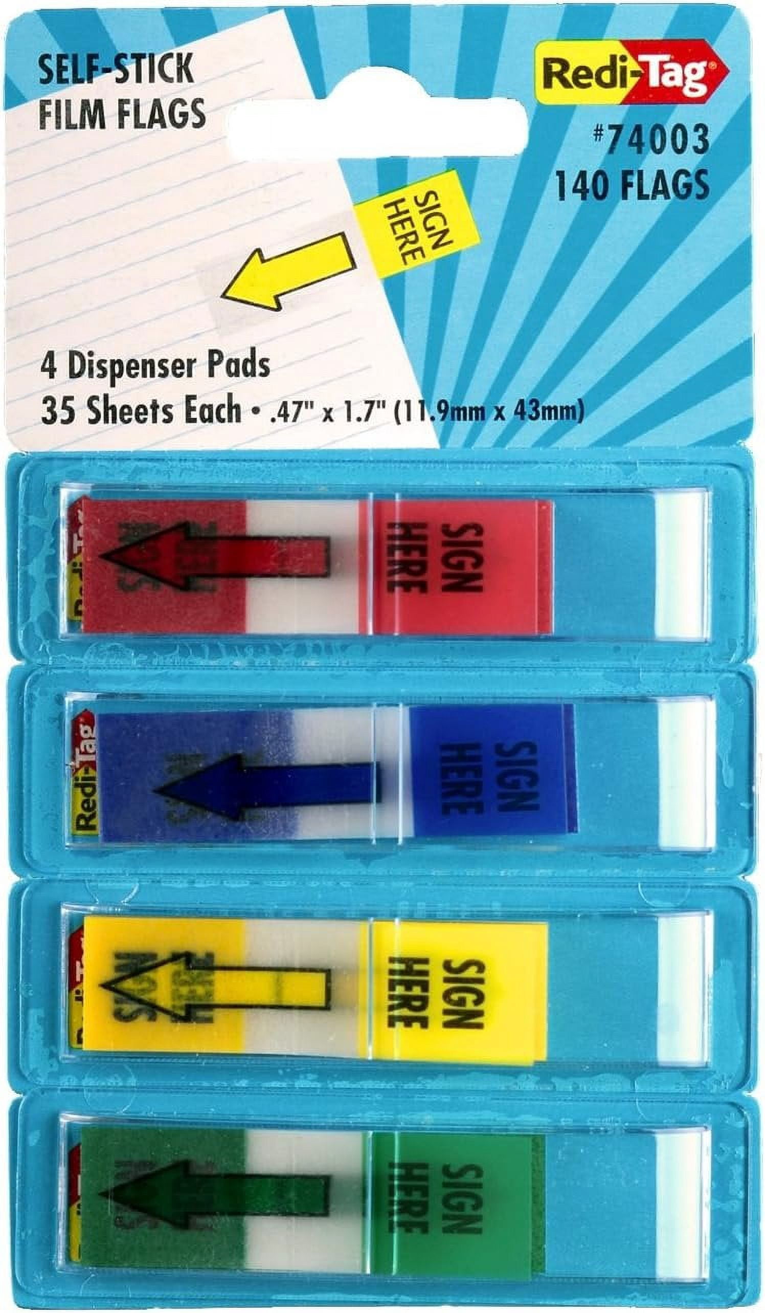 Redi-Tag Sign Here Printed Pop-Up Page Flags, 4 Dispensers per Pack, 35 ...