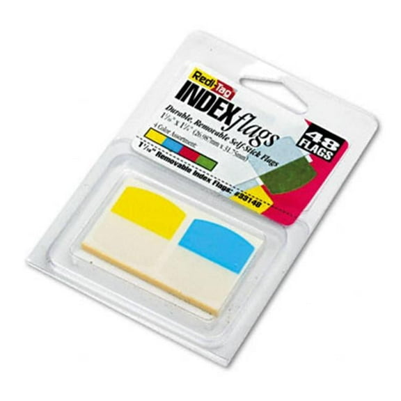 Redi-Tag  Write-On Self-Stick Index Tabs/Flags - Four Colors - 48 Pack