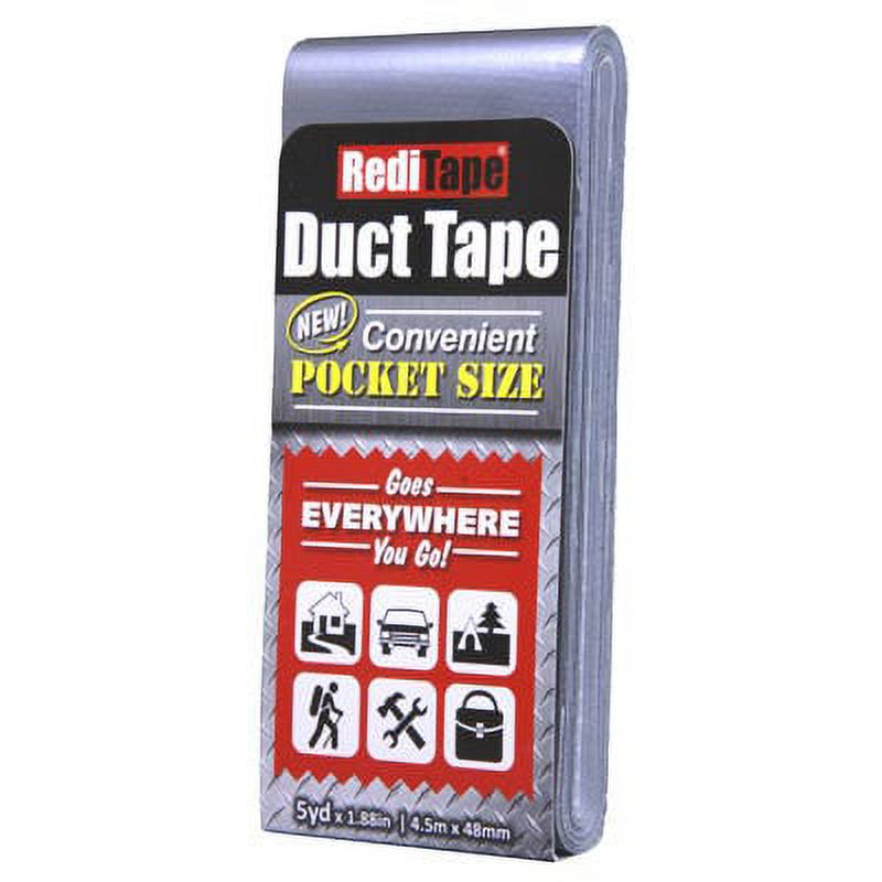 RediTape Duct Tape, PocketSize, Silver, 5Yds. 1 Pack