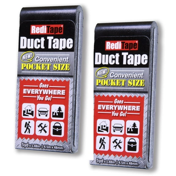 RediTape Travel Size Pocket Duct Tape 2-Pack | 1.88 inches x 5 yards per Flat Pack (Twin Black)