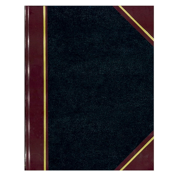 National Brand 50% Recycled Black Texhide Record Book With Margin, 8 3/8" x 10 3/8", 300 Pages