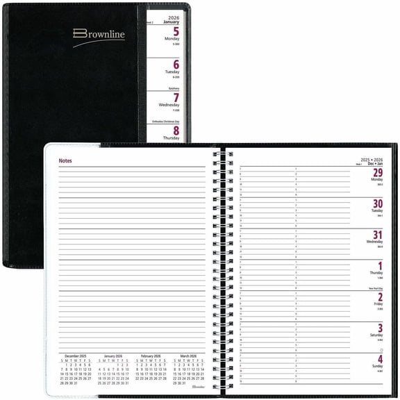 Brownline Pre-Vu Weekly Planner, Transparent Section, English, Black [CB920.BLK] (cb920blk)