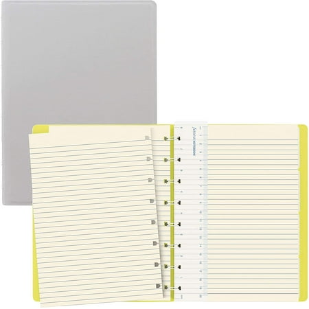 Filofax B115074U Refillable Saffiano Fluoro Notebook, A5 Size, 112 Cream colored moveable pages. Include 4 Indexes (one with pocket) and page marker, Grey & Yellow