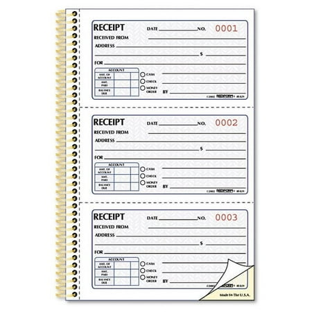 Money Receipt Book, Two-Part Carbonless, 5 X 2.75, 3/page, 225 Forms | Bundle of 10 Each